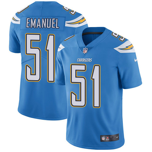 2019 men Los Angeles Chargers 51 Emanuel light blue Nike Vapor Untouchable Limited NFL Jersey